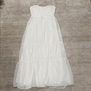 Elegant White Strapless Gown corset